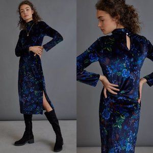 Anthropologie Maeve Constance Velvet Midi Dress